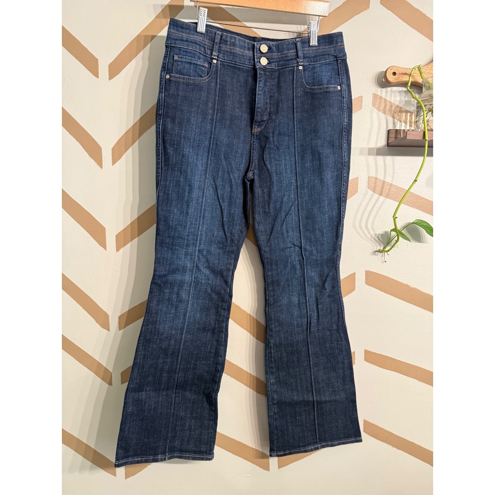 White House Black Market Skinny Flare Jeans Women 10P Dark Wash High Rise Petite